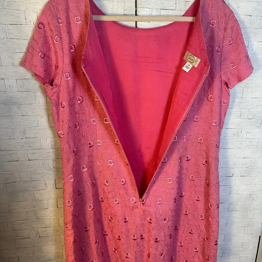 Talbots women’s sheath dress pink embroidered eyelet floral feminine romantic - Picture 4 of 11